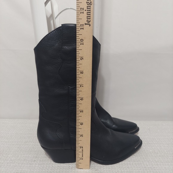 Code West Black Leather Cowboy Boots Women's 6.5 M Western - Picture 4 of 9